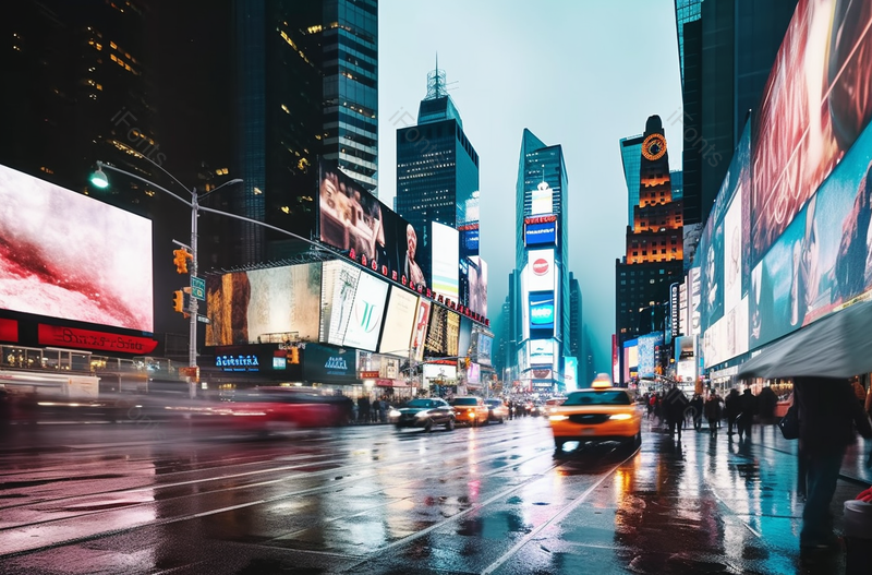 霓虹灯光梦幻纽约曼哈顿时代广场黄昏,高清,摄影图,摄影图片,图片大全,摄影图免费下载